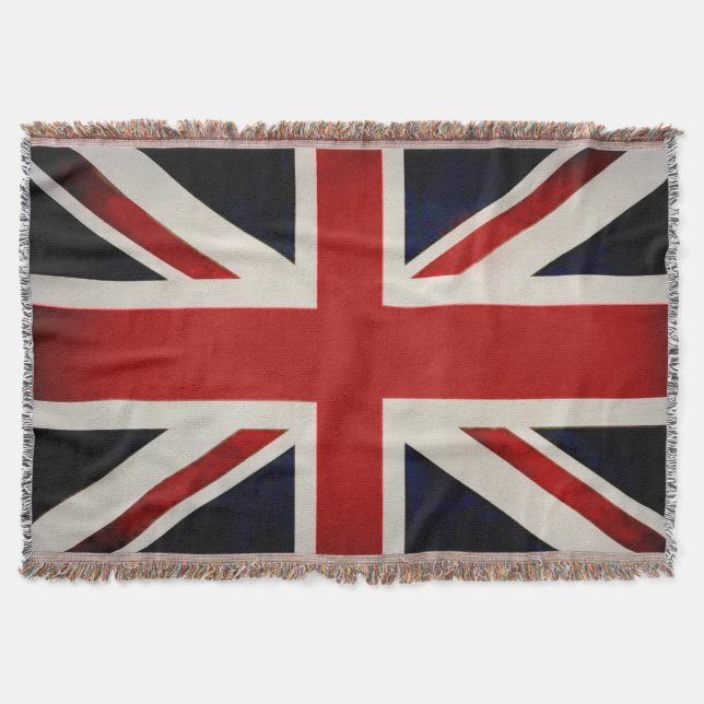 PixDezine Union Jack/Vintage Colour Throw Blanket (Front)