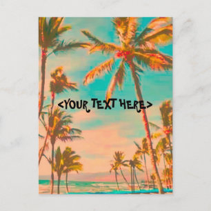 PixDezine Vintage Hawaiian Beach Scene Postcard