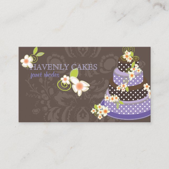 PixDezine Violet+Chocolate Bakery/pâtisserie Business Card (Front)