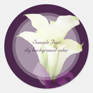 PixDezine white calla lily/DIY background colour Classic Round Sticker