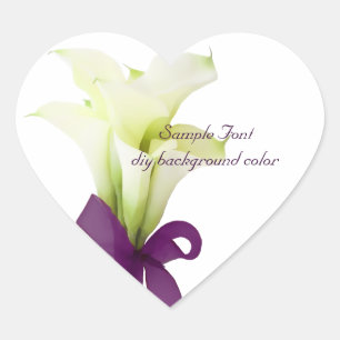 PixDezine white calla lily/DIY background colour Heart Sticker
