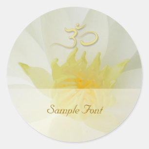PixDezine white water lily+om Classic Round Sticker