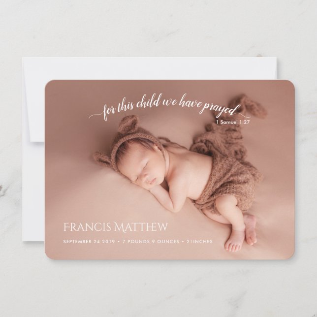 PixDezines 1 Sam 1:27 Birth Announcement (Front)