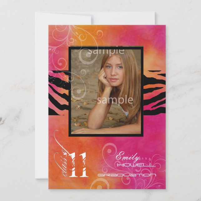 PixDezines 2011 Graduation, Zebra Invitation (Front)