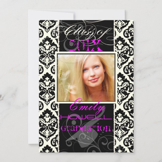 PixDezines 2012 Grads, olivia damask/diy colours Invitation (Front)