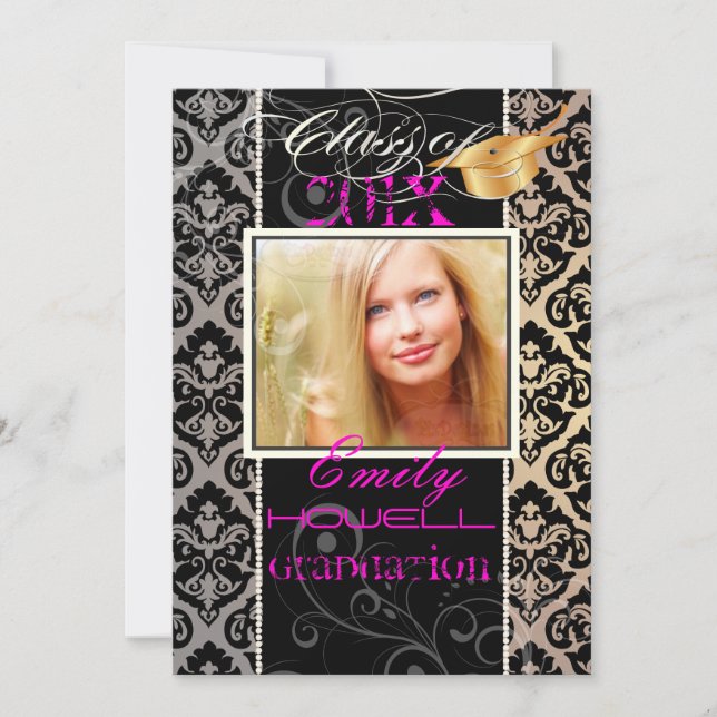 PixDezines 2012 Grads, olivia damask/diy colours Invitation (Front)