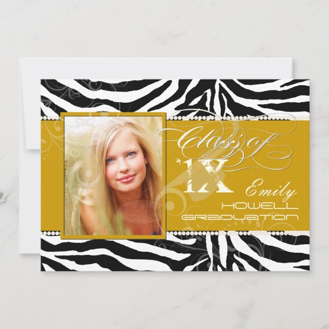 PixDezines 2012 Grads, zebra print/diy colours Invitation (Front)