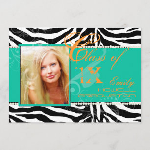 PixDezines 2012 Grads, zebra print/diy colours Invitation