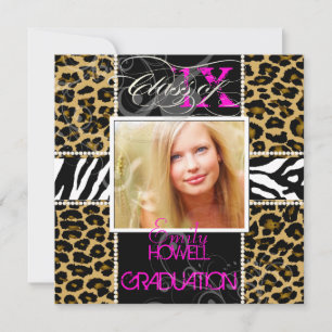 PixDezines 2013 Grads, cheetah+zebra/diy colours Invitation