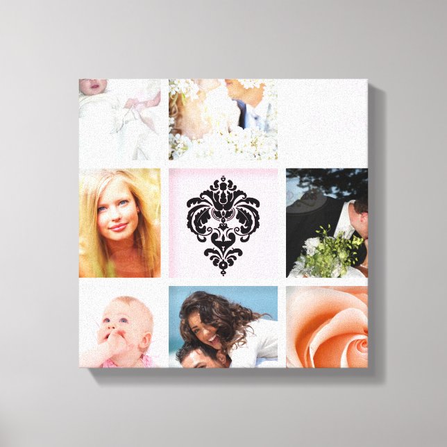 PixDezines 9-Photo On Canvas, White Frame Template Canvas Print (Front)