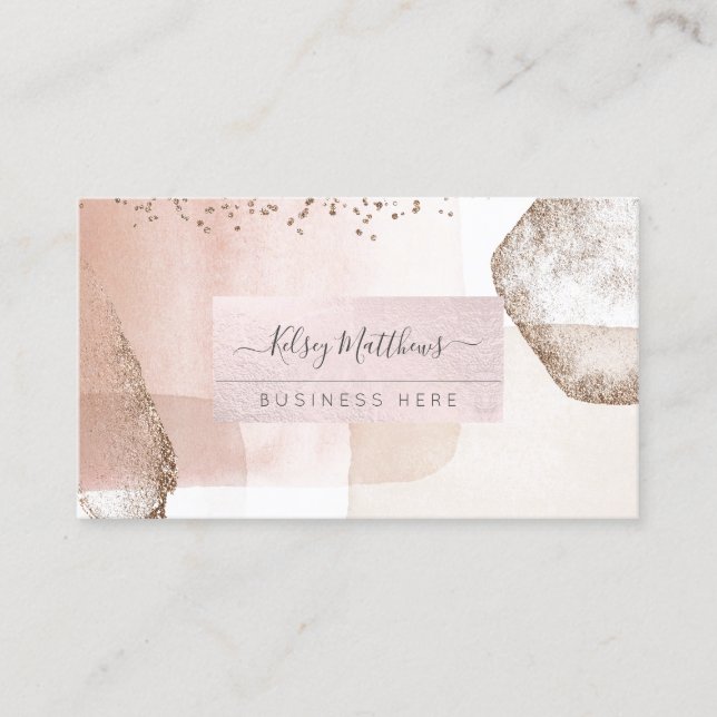 PixDezines Abstract Arrangement H2 Rose Gold  Business Card (Front)