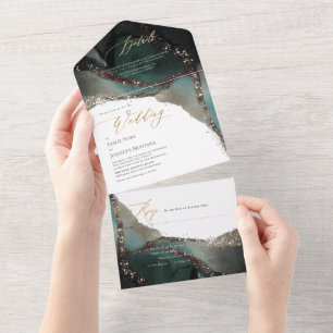 PixDezines Abstract At Sea Marine Blue All In One Invitation