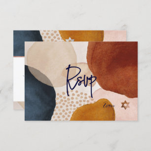 PixDezines Abstract RSVP Navy Bar Mitzvah✡