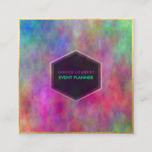 PixDezines Abstract Watercolor/Neon Square Business Card