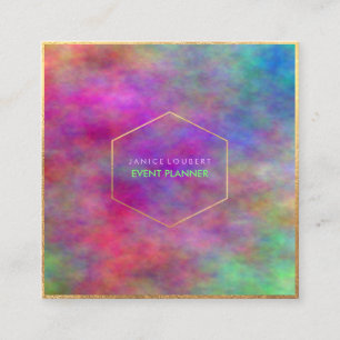 PixDezines Abstract Watercolor/Neon Square Business Card
