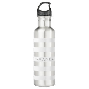 PixDezines adjustable white stripes/diy background 710 Ml Water Bottle