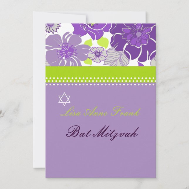PixDezines ALEGRE RETRO FLORAL BAT MITZVAH Invitation (Front)