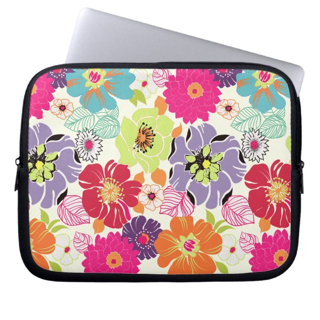 PixDezines Alegre Retro Floral, DIY background Laptop Sleeve (Front)