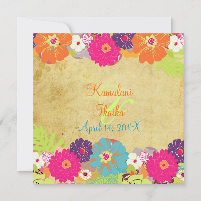 PixDezines alegre retro floral Invitation (Front)