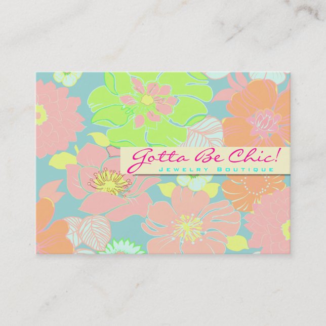 PixDezines Alegre Retro Floral, Pastel/DIY colour! Business Card (Front)