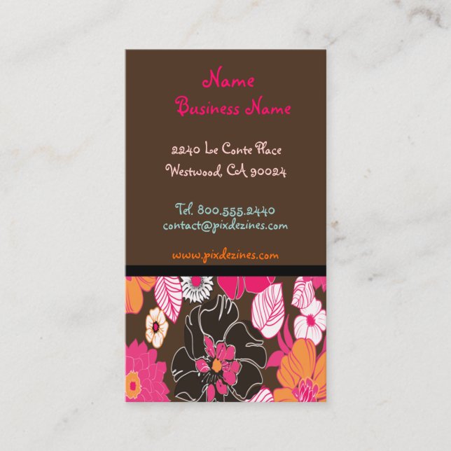 PixDezines alegre retro foral, DIY background Business Card (Front)