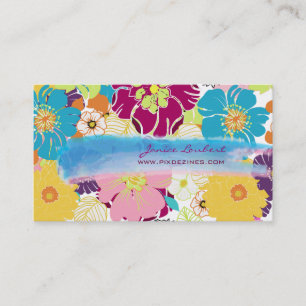 PixDezines alegre retro tropical flowers/DIY colou Business Card