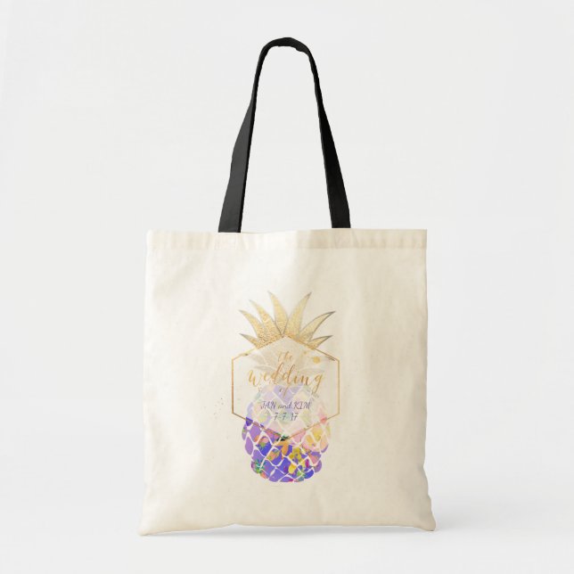 PixDezines Aloha Hawaiian Pineapple/Purple Tote Bag (Front)
