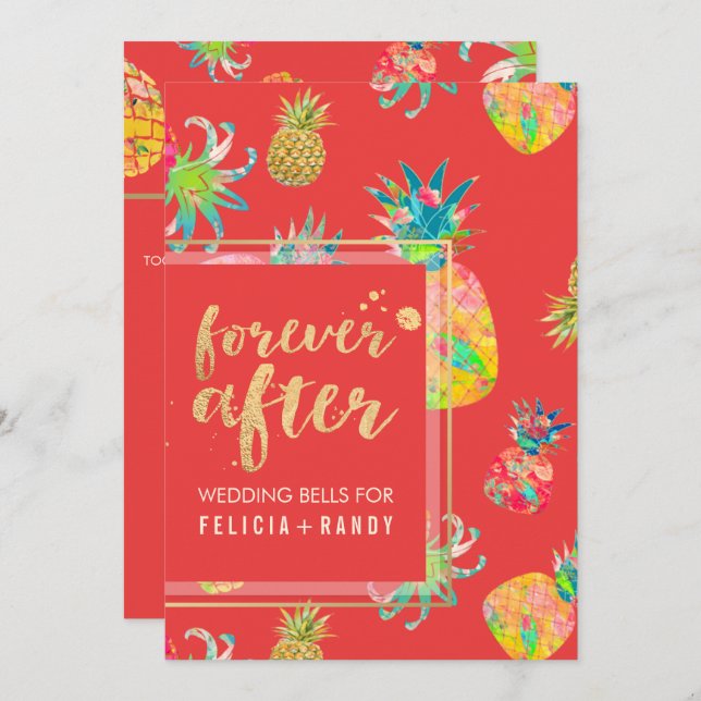 PixDezines Aloha Hawaiian Pineapples/DIY Coral Invitation (Front/Back)