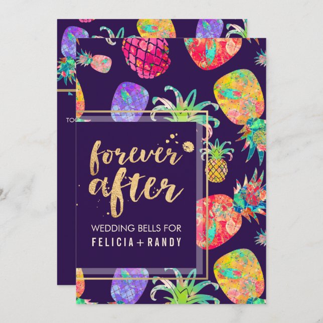PixDezines Aloha Hawaiian Pineapples/DIY Purple Invitation (Front/Back)