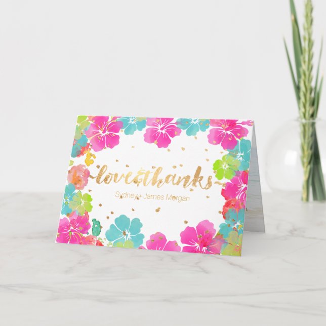 PixDezines Aloha Hibiscus Leis/Thank You Thank You Card (Front)