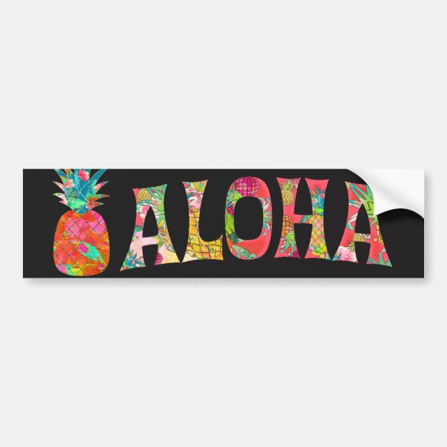 PixDezines Aloha Pineapple Bumper Sticker (Front)