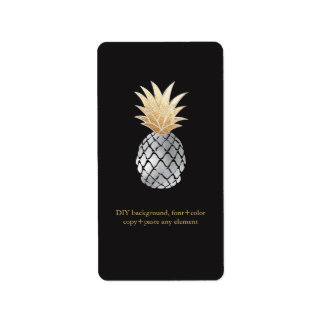 PixDezines Aloha Pineapple Faux Foil Wine Labels