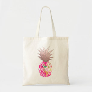 PixDezines Aloha Pineapple+Faux Rose Gold Tote Bag