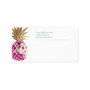 PixDezines Aloha Pineapple+Floral Watercolor Label