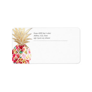 PixDezines Aloha Pineapple+Floral Watercolor Label