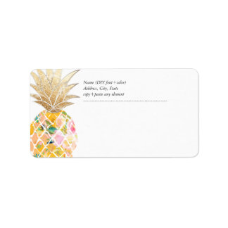 PixDezines Aloha Pineapple+Floral Watercolor Label
