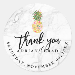 PixDezines Aloha Pineapple/Marble Classic Round Sticker