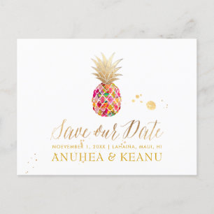 PixDezines Aloha Pineapple/Red/Save the Date Announcement Postcard