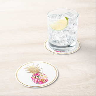 PixDezines Aloha Pineapples/DIY background Round Paper Coaster