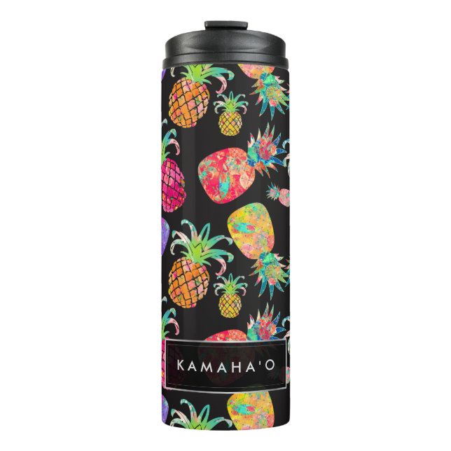 PixDezines Aloha Pineapples/DIY background Thermal Tumbler (Front)