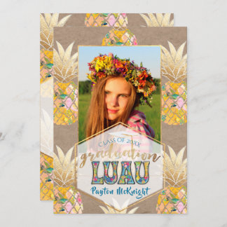 PixDezines Aloha Pineapples, Graduation Luau Invitation