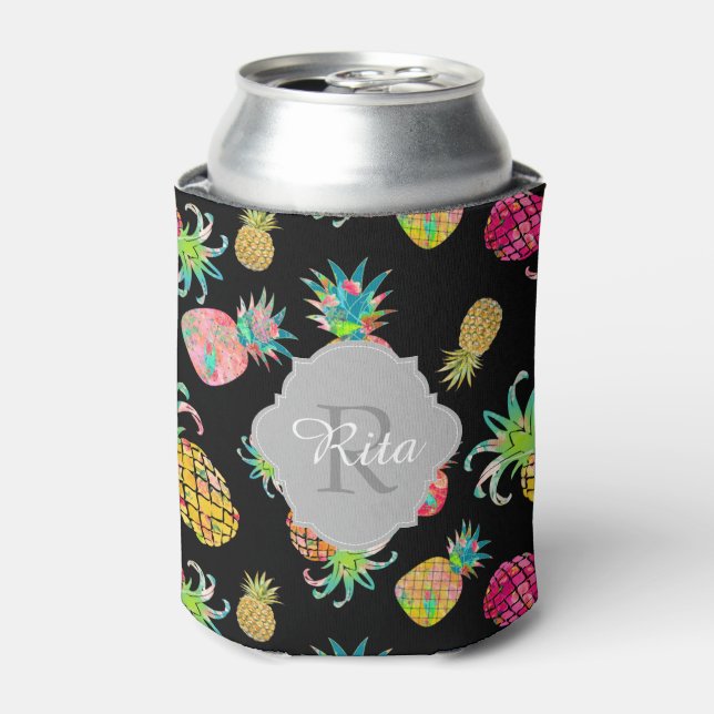 PixDezines Aloha Pineapples Pattern Can Cooler (Can Front)