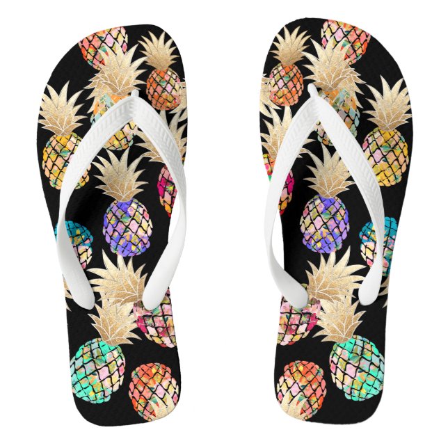 PixDezines Aloha Pineapples Pattern Jandals (Footbed)