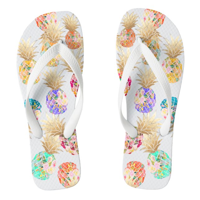 PixDezines Aloha Pineapples Pattern Jandals (Footbed)