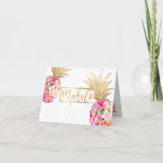 PixDezines Aloha Pineapples/Pink/Mahalo Thank You Card