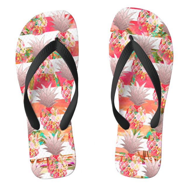 PixDezines Aloha Pineapples+Stripes Jandals (Footbed)