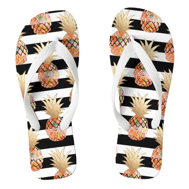 PixDezines Aloha Pineapples+Stripes Jandals (Footbed)
