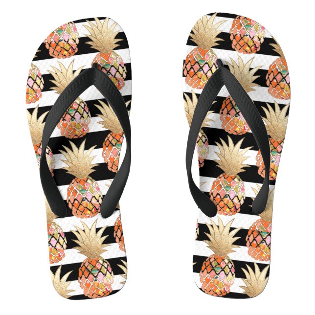 PixDezines Aloha Pineapples+Stripes Jandals (Footbed)