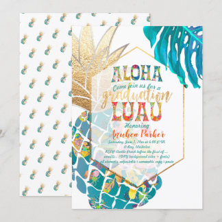 PixDezines Aloha Pineapples/Teal/Graduation Luau Invitation