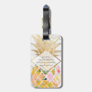 PixDezines Aloha Pineapples+White Marble Luggage Tag